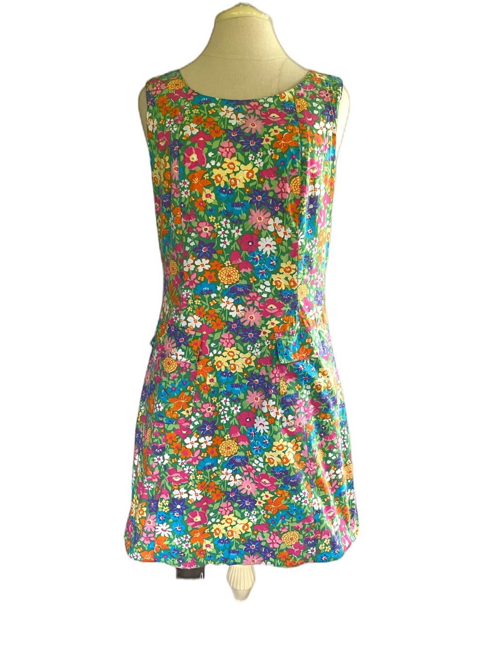 Vintage Lilly Pulitzer Bright Floral Mini Dress in Green, Pink & Blue Size 8